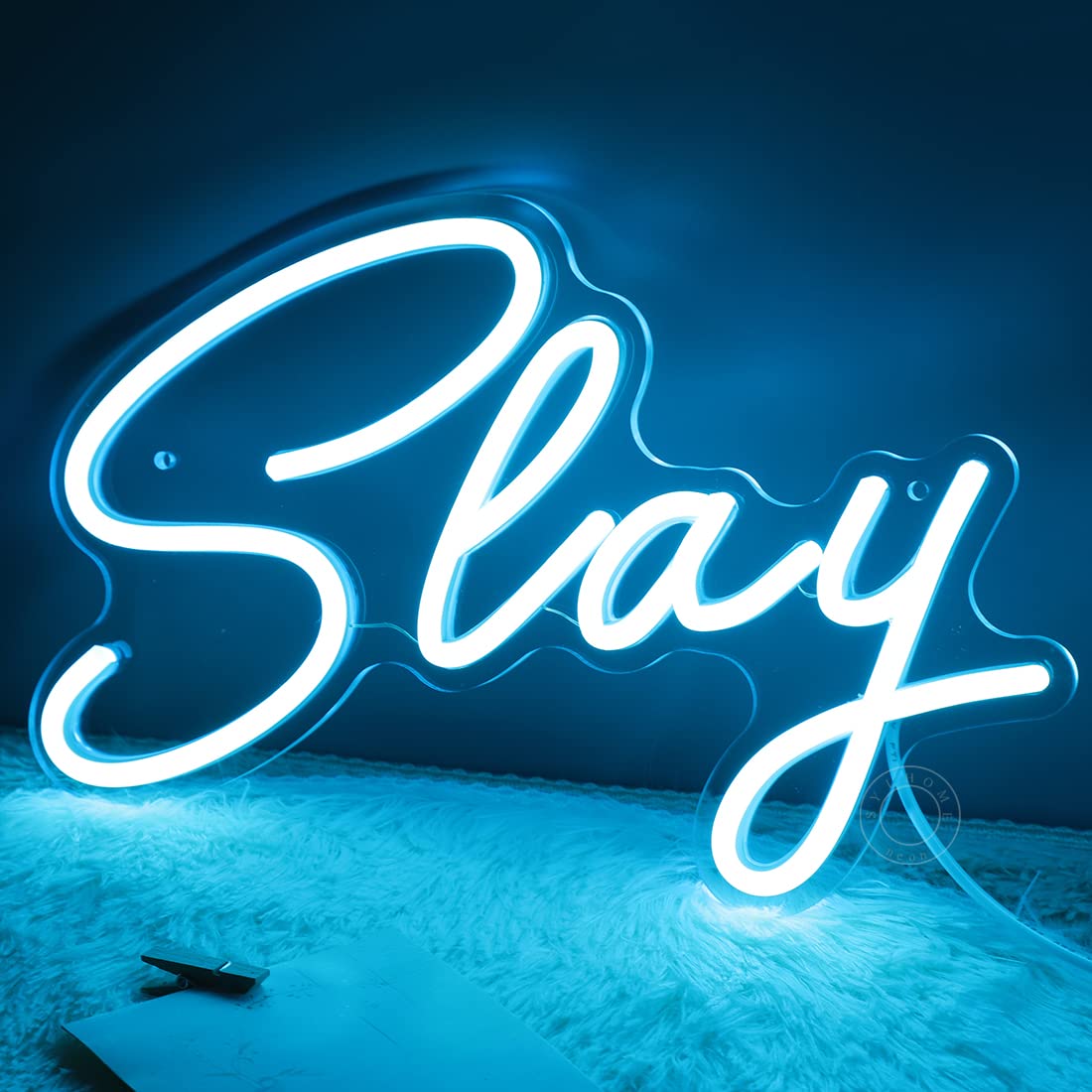 Buy SYLHOME Slay Blue LED Neon Light Sign Cool Boys Girls Preppy